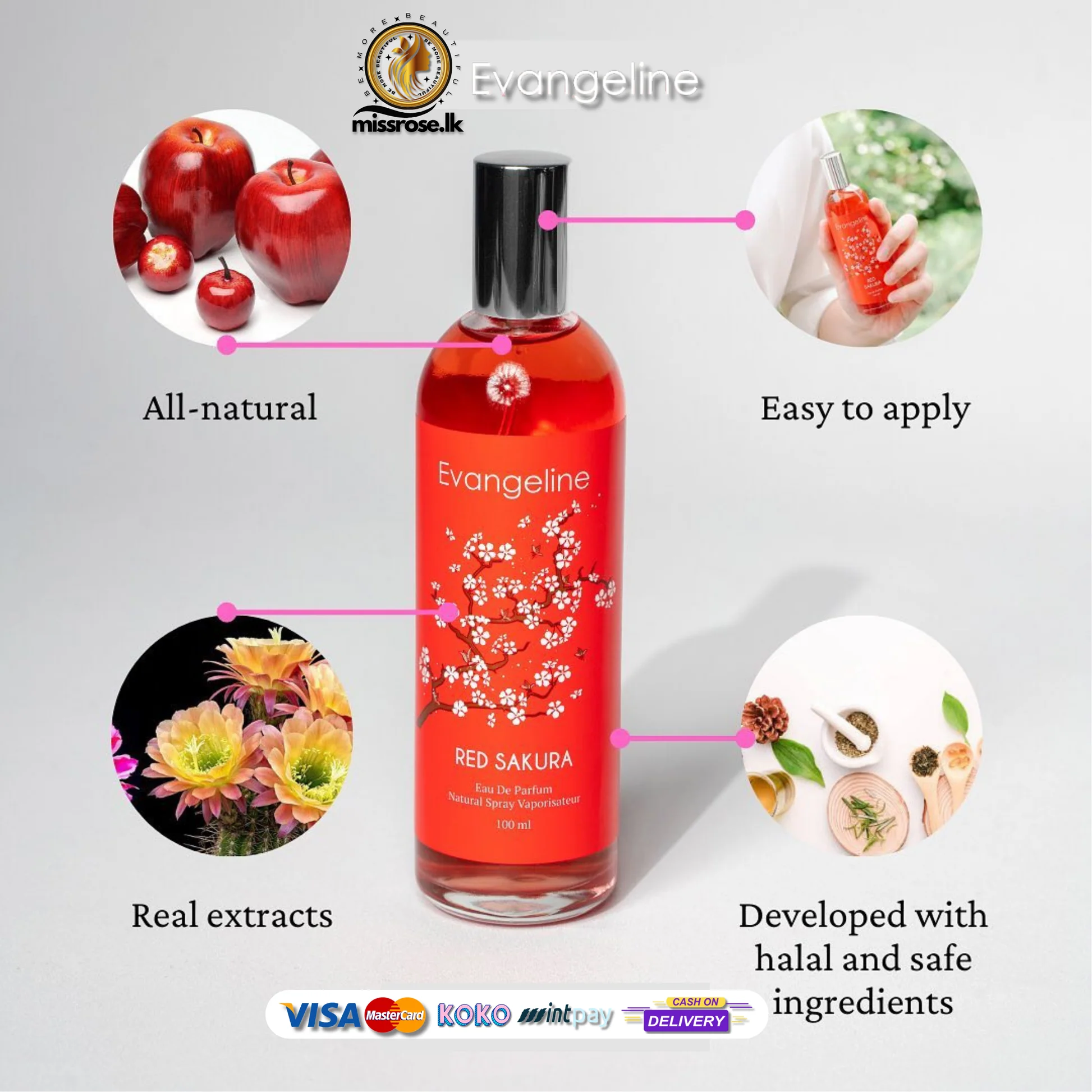 EVANGELINE RED SAKURA PERFUME 100ML - Image 2